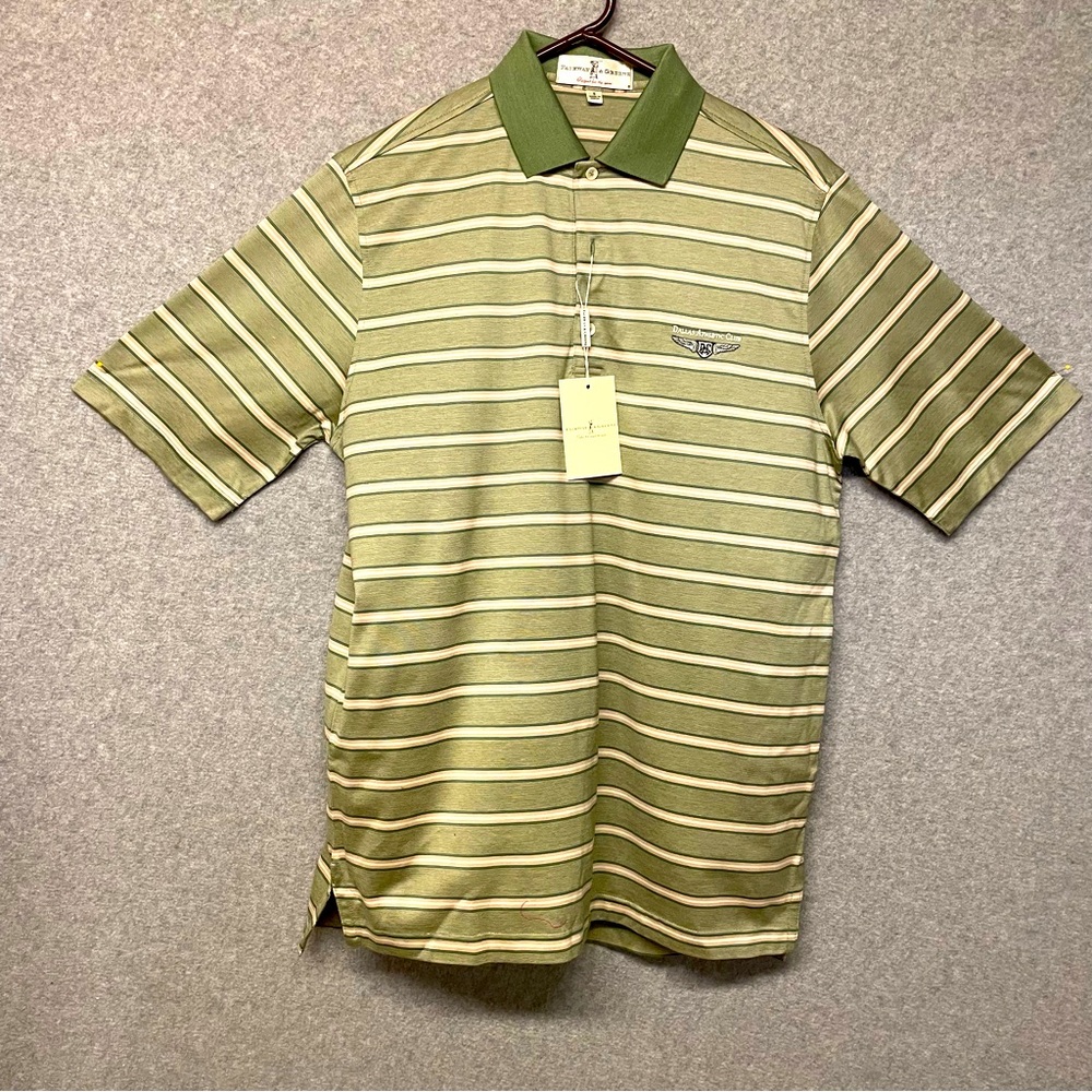 Fairway & Greene Golf Shirt NEW With Tags Green Stripe Size S Dallas Athl Club